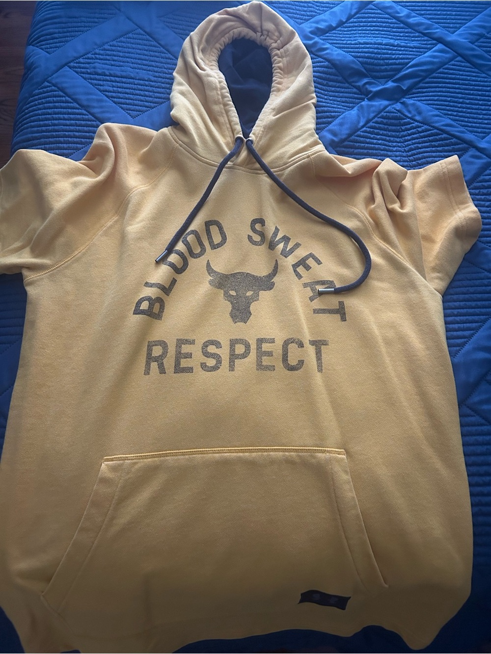 Under armour Project Rock Yellow 'Blood Sweat Respect' Hoodie